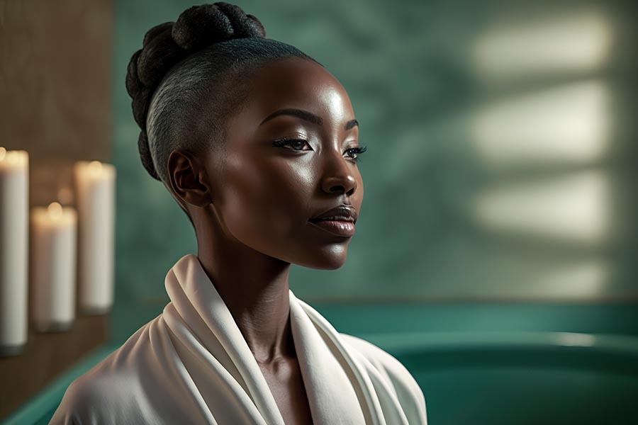 Basking in Serenity: A Black Woman's Journey to Wellness and Beauty